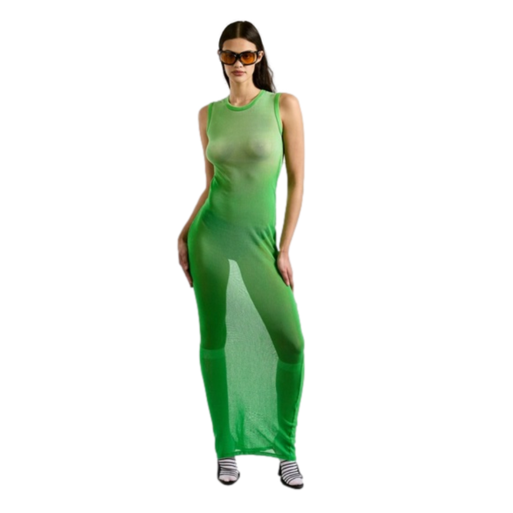 COTTON CITIZEN Rio Maxi Dress in Electric Lime - Size Small - Picture 2 of 8